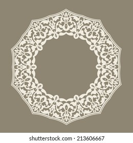 Round Pattern Mandala. Abstract design of Persian- Islamic-Turkish-Ara bic vector circle floral ornamental border! 