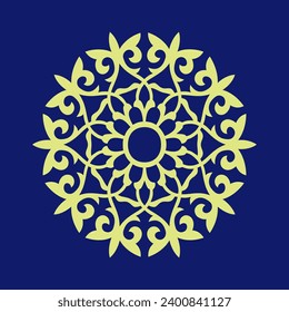Round Pattern Mandala. Abstract design of Persian, Islamic, Turkish, Arabic vector circle floral ornamental border. Abstract Asian elements of the national pattern of the ancient nomads of the Kyrgyz