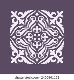 Round Pattern Mandala. Abstract design of Persian, Islamic, Turkish, Arabic vector circle floral ornamental border. Abstract Asian elements of the national pattern of the ancient nomads of the Kyrgyz