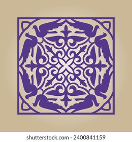 Round Pattern Mandala. Abstract design of Persian, Islamic, Turkish, Arabic vector circle floral ornamental border. Abstract Asian elements of the national pattern of the ancient nomads of the Kyrgyz