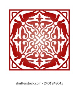 Round Pattern Mandala. Abstract design of Persian, Islamic, Turkish, Arabic vector circle floral ornamental border. Abstract Asian elements of Kazakh