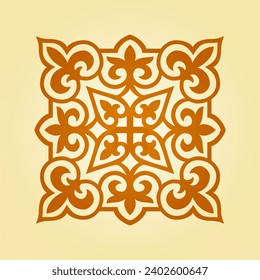 Round Pattern Mandala. Abstract design of Persian, Islamic, Turkish, Arabic vector circle floral ornamental border. Abstract Asian elements of Kazakh