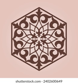 Round Pattern Mandala. Abstract design of Persian, Islamic, Turkish, Arabic vector circle floral ornamental border. Abstract Asian elements of Kazakh