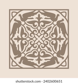Round Pattern Mandala. Abstract design of Persian, Islamic, Turkish, Arabic vector circle floral ornamental border. Abstract Asian elements of Kazakh