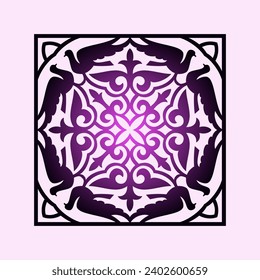 Round Pattern Mandala. Abstract design of Persian, Islamic, Turkish, Arabic vector circle floral ornamental border. Abstract Asian elements of Kazakh