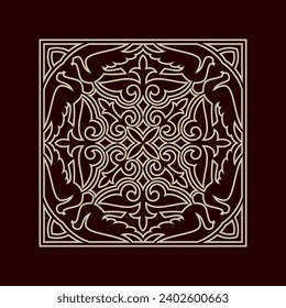 Round Pattern Mandala. Abstract design of Persian, Islamic, Turkish, Arabic vector circle floral ornamental border. Abstract Asian elements of Kazakh