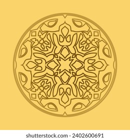 Rundmuster Mandala. Abstraktes Design der persischen, islamischen, türkischen, arabischen Vektorkreis Blumengrenze. Abstrakte asiatische Elemente Kasachstans