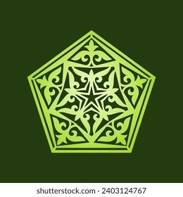 Round Pattern Mandala. Abstract design of Persian, Islamic, Turkish, Arabic vector circle floral ornamental border. Abstract Asian elements of Kazakh
