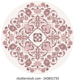 Round Pattern Mandala. Abstract design of Persian- Islamic-Turkish-Ara bic vector circle floral ornamental border! 