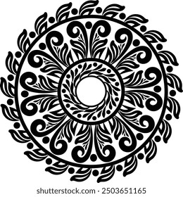 Rundmuster Mandala. Abstraktes Design von persisch-islamisch-türkisch-arabischen Vektorkreis florale ornamentale Grenze, kreisförmige ornamentale arabische Symbole, geometrische Logo-Vorlage