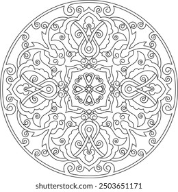 Round Pattern Mandala. Abstract design of Persian- Islamic-Turkish-Arabic vector circle floral ornamental border, Circular ornamental arabic symbols, Geometric logo template