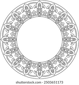 Rundmuster Mandala. Abstraktes Design von persisch-islamisch-türkisch-arabischen Vektorkreis florale ornamentale Grenze, kreisförmige ornamentale arabische Symbole, geometrische Logo-Vorlage