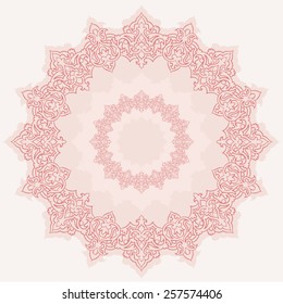Round Pattern Mandala. Abstract design of Persian- Islamic-Turkish-Ara bic vector circle floral ornamental border! 