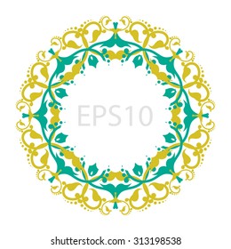 Round Pattern Mandala. Abstract design of Persian- Islamic-Turkish-Ara bic vector circle floral ornamental border!