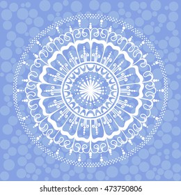 Round Pattern Mandala. Background for the greeting cards, invitation, business style, cards or else. Vector illustration in light blue colors.