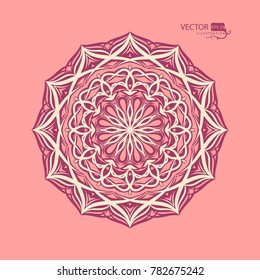 Round pattern mandala on pink background. Vector illustration. Decor item for the designer