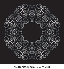 Round pattern, on black background.