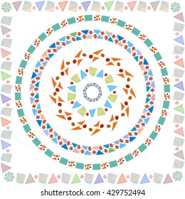 Round pattern with patterned brushes with patterned brushes