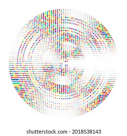 Round pattern of rainbow confetti. Abstract random grainy texture for celebratory design, Christmas decorations, wedding theme, greeting card, banner, gift packaging, poster. Vector