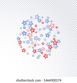 Round pattern of stars by hand in the US flag colors. American Independence Day vector illustration of blue red white stars 