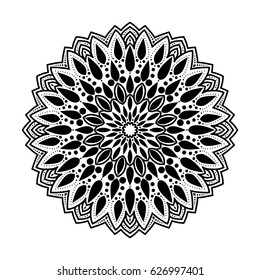 Round pattern with stylized leaves. Template for engraving, embroidery, burning out on a tree and other creative. Logo eco style.
