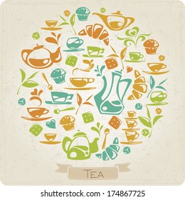 Round pattern with tea elements