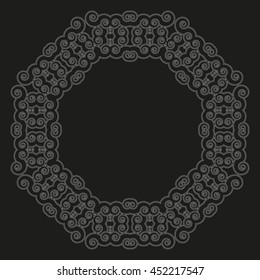 Round pattern, torus. Black and white design elements. Spirals. Floral motifs and design elements in swirl style isolated on white. Vector