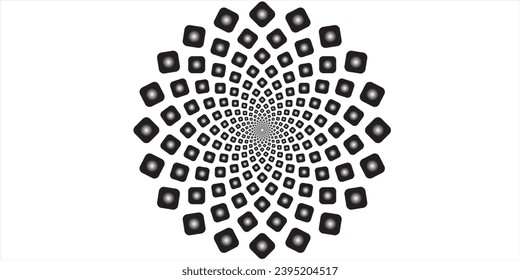 Round pattern with vegetative elements  white background black element 