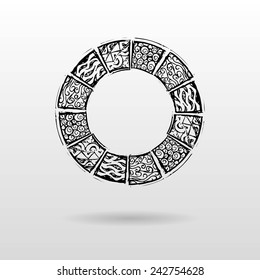 Round patterned background in the style of Maya
