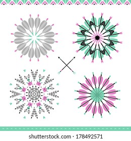  Round patterns with arrows in vector