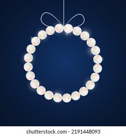 Round pearl frame with bow