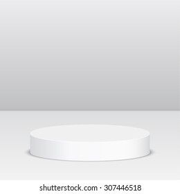 Round pedestal for display. Platform for design. Realistic 3D empty podium
