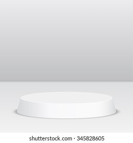 Round pedestal for display. Platform for design. Realistic 3D empty podium