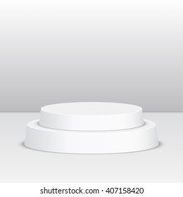 Pastilla redonda para la visualización. Plataforma de diseño. Poste 3D vacío realista