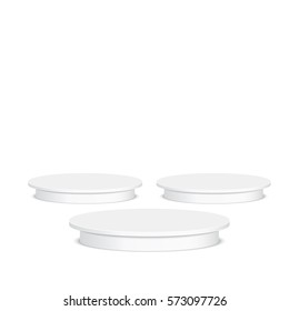 Round pedestal for display. Platform for design. Realistic 3D empty podium