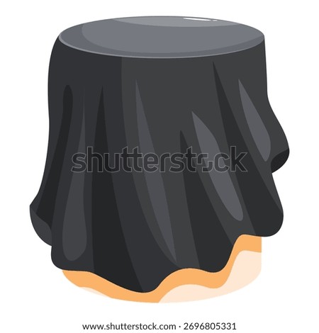 Round pedestal draped with dark cloth, creating anticipation for a grand unveiling