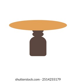Round pedestal table flat vector illustration, oval dining table clip art, isolated on white background