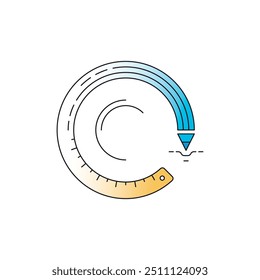 round pen and ruler concept. pen and ruler concept for industry, business, architecture, design world