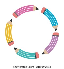 Marco de lápiz redondo, ilustración aislada del vector de color