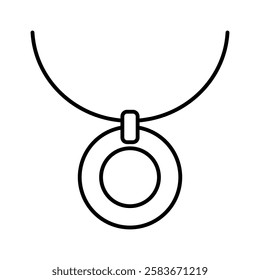 Round pendant line icon editable stroke minimalist jewelry vector object use for accessory themes marketing materials websites online shops product catalogs e-commerce platforms package element