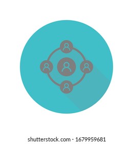Icono de la sombra larga de la ronda de personas. Glifo simple, vector plano de iconos web para ui y ux, sitio web o aplicación móvil