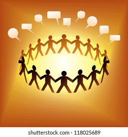 round of peoples with speech bubbles