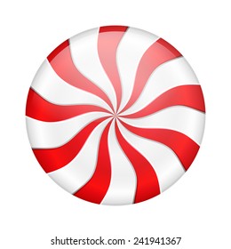 Round peppermint candy on white background, vector eps10 illustration