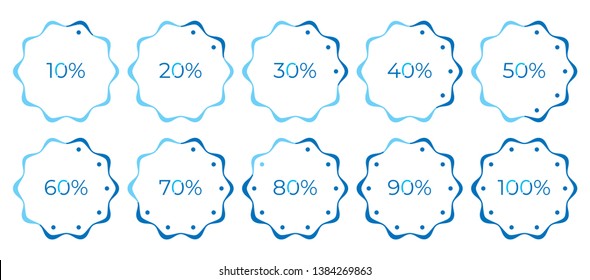 round percent infographic set. round wavy percent infographic