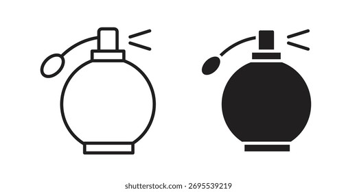 Icono de botella de perfume redondo ilustraciones colección. contorno de trazo editable y estilo plano