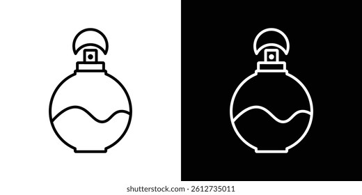 Round perfume bottle icon set. Black illustration isolated for graphic and web design