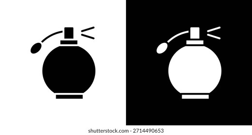 Diseño de silueta de Vector de iconos de botella de perfume redondo. Ilustración de Diseño gráfico plano de Vector.