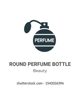 Round perfume bottle vector icon on white background. Flat vector round perfume bottle icon symbol sign from modern beauty collection for mobile concept and web apps design.
