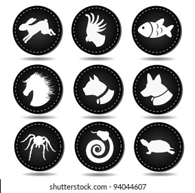 Round Pet Icons EPS 8 vector, grouped for easy editing. No open shapes or paths.