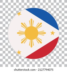 A round Philippine flag isolated on a transparent background. Vector.